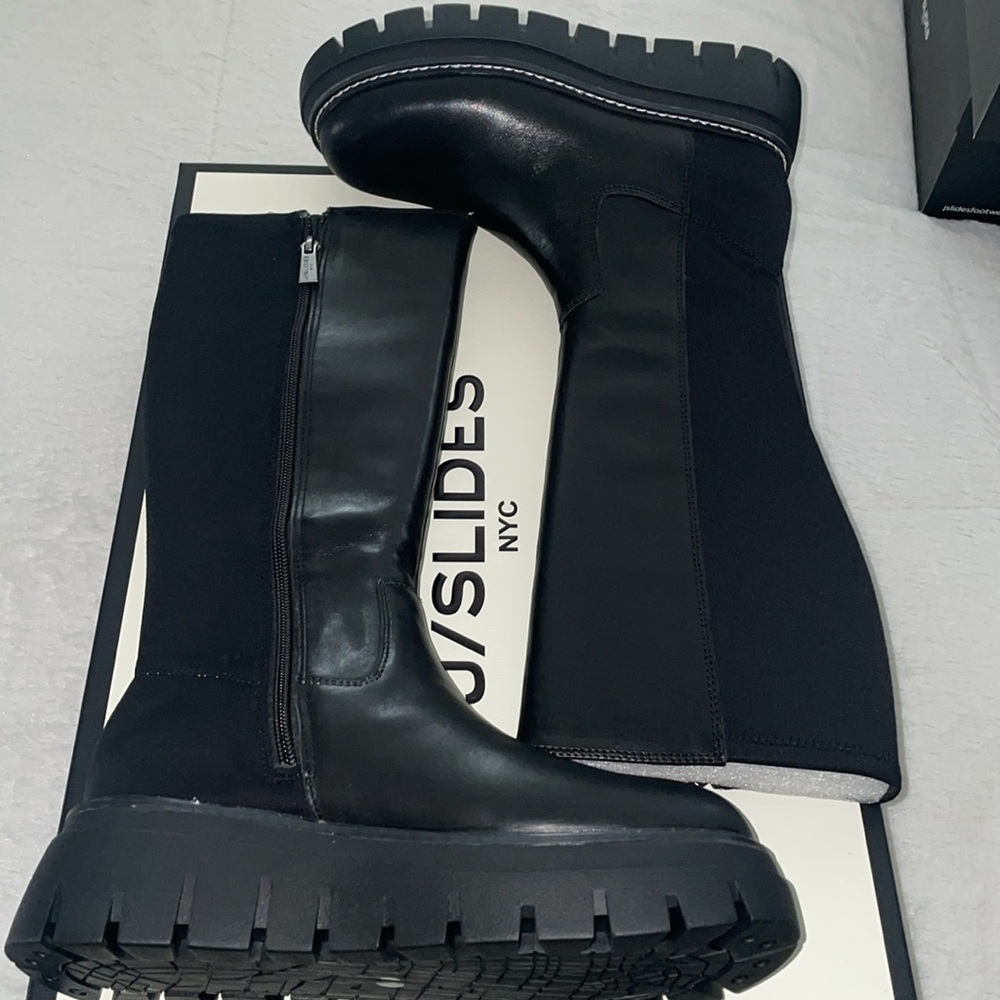 NWT J/SLIDES TYRONE Black Leather Knee High Boot - Picture 10 of 12